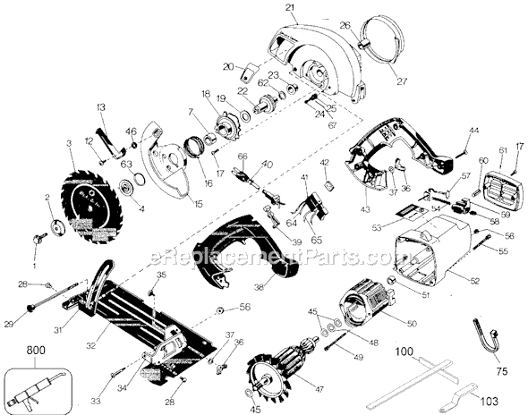 Page A Diagram and Parts List for 7390 Type 1 Black and Decker Circular Saw